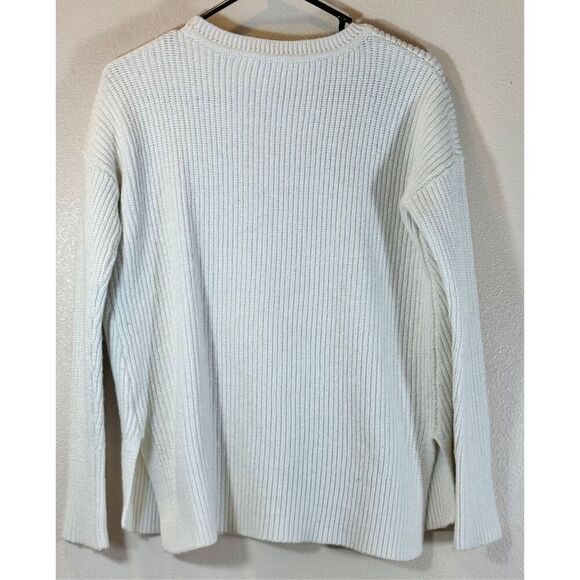 Athleta Merino Wool Blend Chunky Ribbed Cream Crewneck Women's Sweater Small - Picture 4 of 10